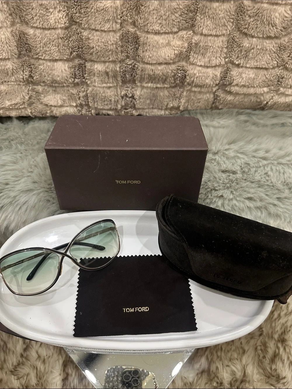 TOM FORD Women's Gold & Black Sunglasses with smoke Lenses